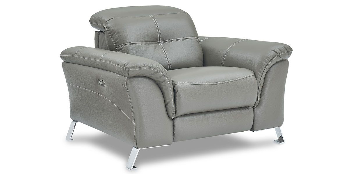 Fauteuil relaxation électrique 1 place en cuir DENY - Taupe 