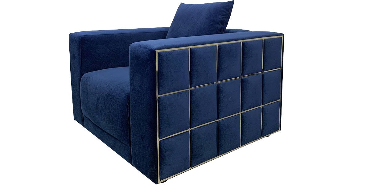 Fauteuil en velours KALIA - Bleu