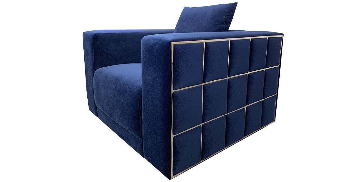 Fauteuil en velours KALIA - Bleu