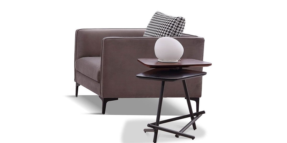 Fauteuil en velours SAMARA - Taupe/Marron