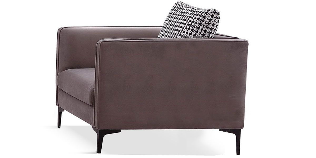 Fauteuil en velours SAMARA - Taupe/Marron