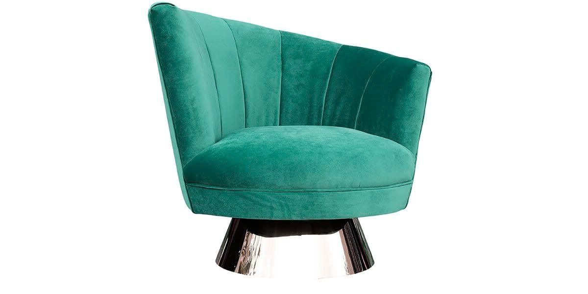 Fauteuil pivotant en velours côté droit MIRO - Vert