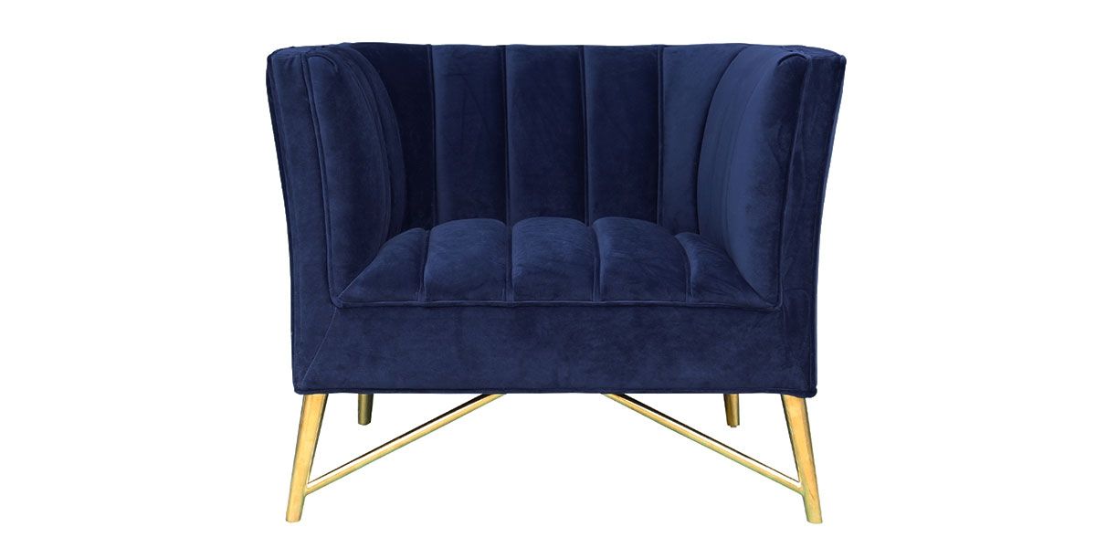 Fauteuil en velours ALAIA - Bleu foncé