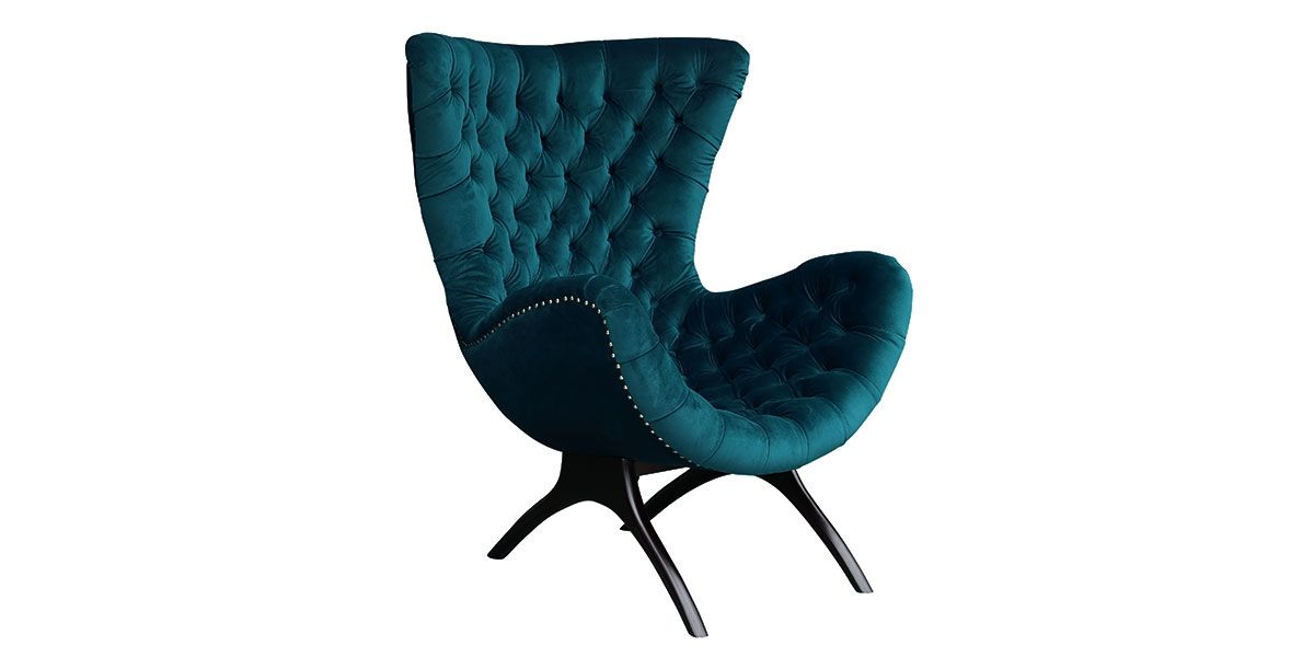 Fauteuil en velours ANGELA - Bleu