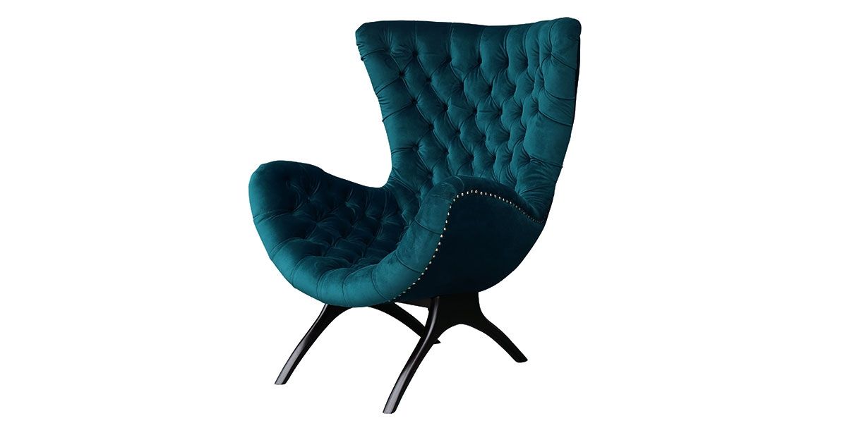 Fauteuil en velours ANGELA - Bleu