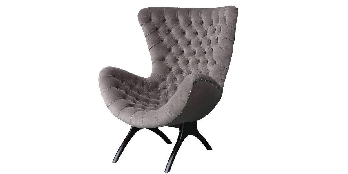 Fauteuil en velours ANGELA - Gris