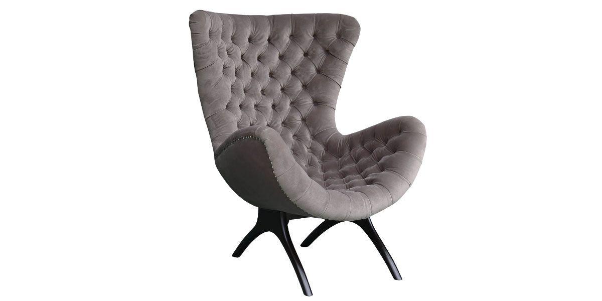 Fauteuil en velours ANGELA - Gris
