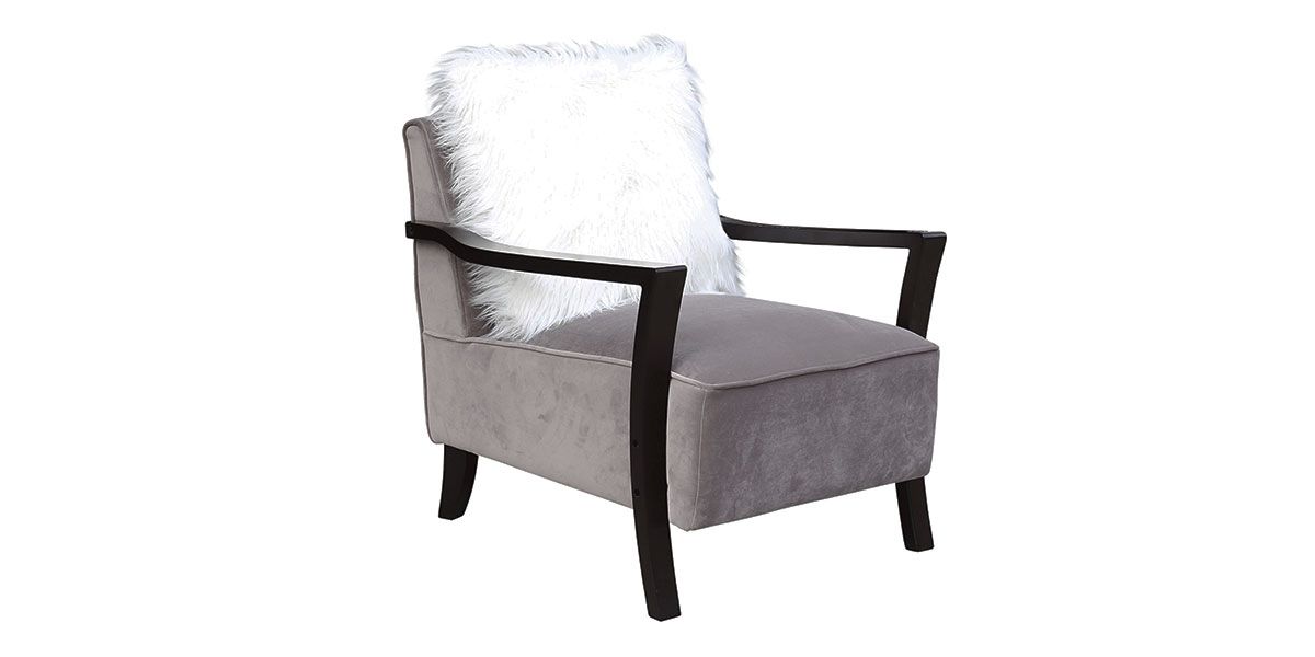 Fauteuil en velours ROMA - Gris