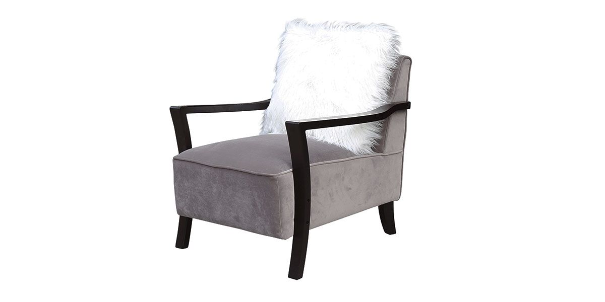 Fauteuil en velours ROMA - Gris