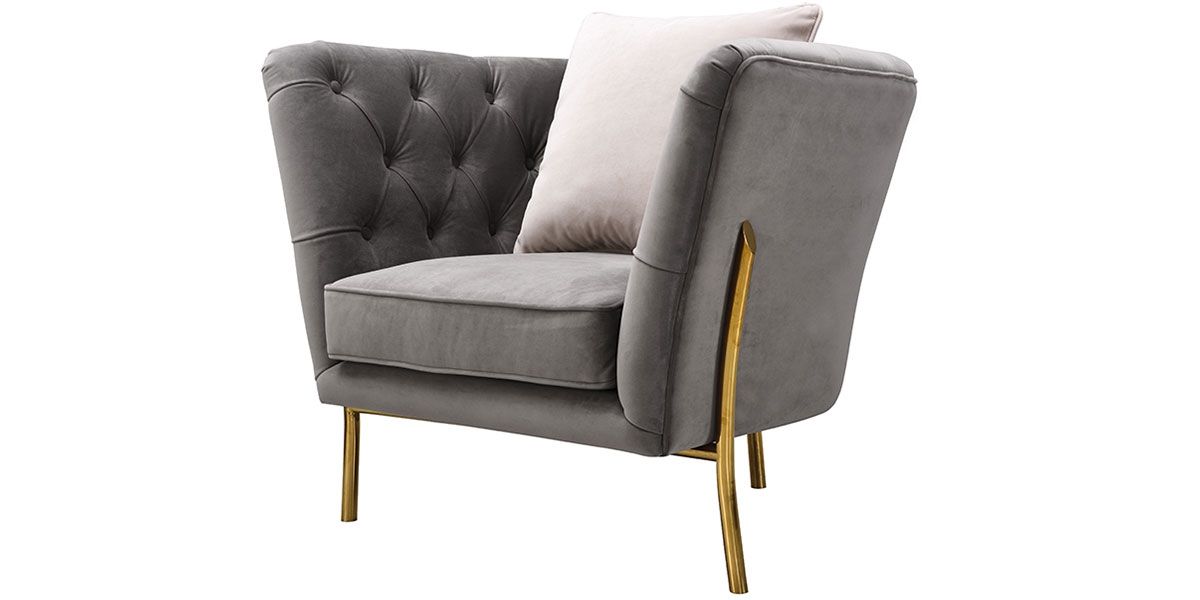 Fauteuil en velours KIARA - Gris