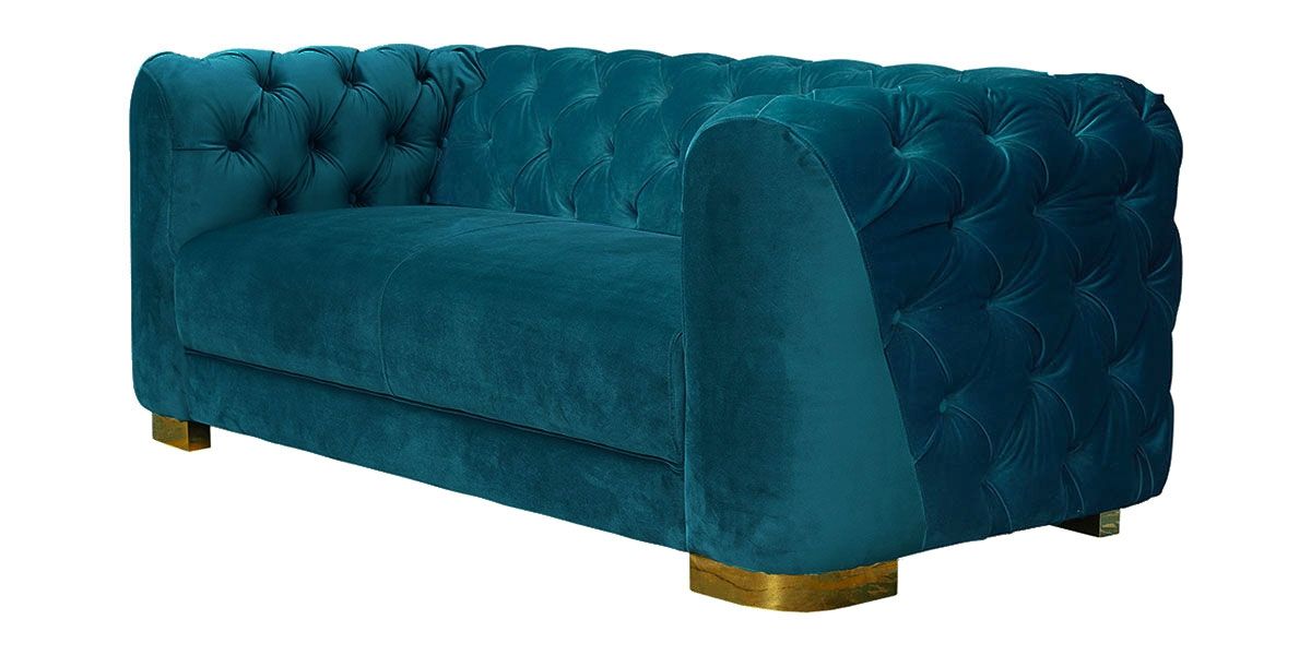 Canapé 3 places en velours KITSCH - Bleu/Vert
