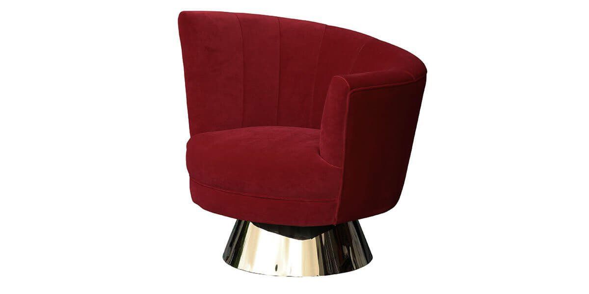 Fauteuil pivotant en velours côté droit MIRO - Rouge
