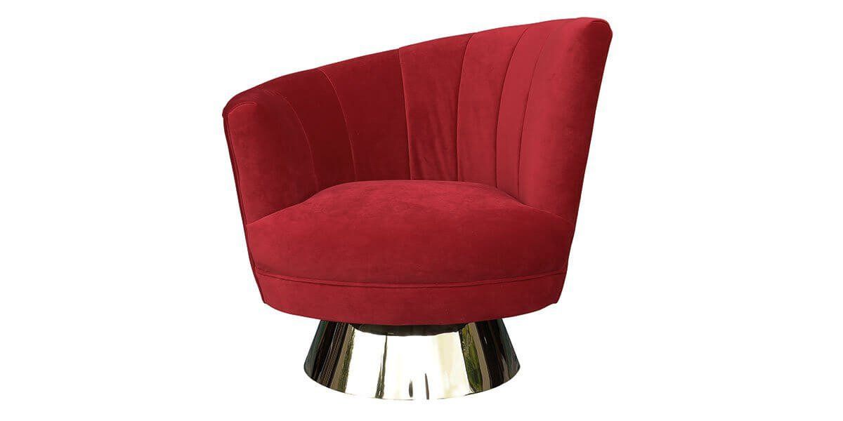 Fauteuil pivotant en velours côté gauche MIRO - Rouge