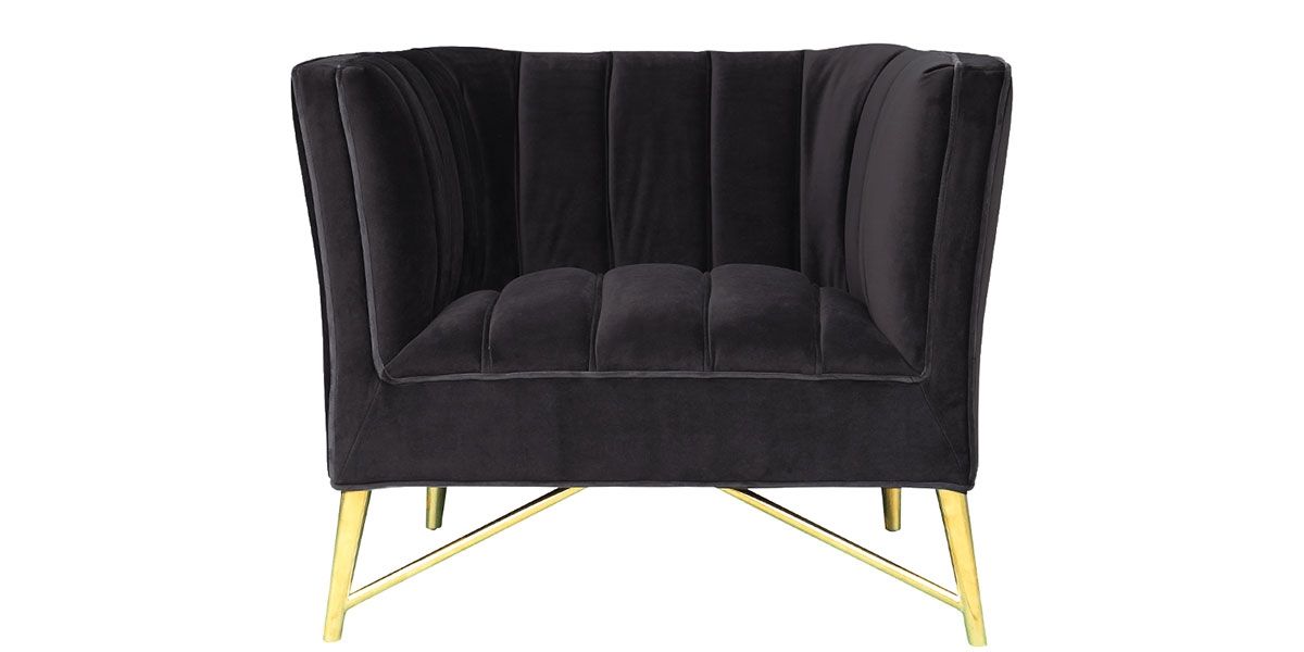 Fauteuil en velours ALAIA- Noir