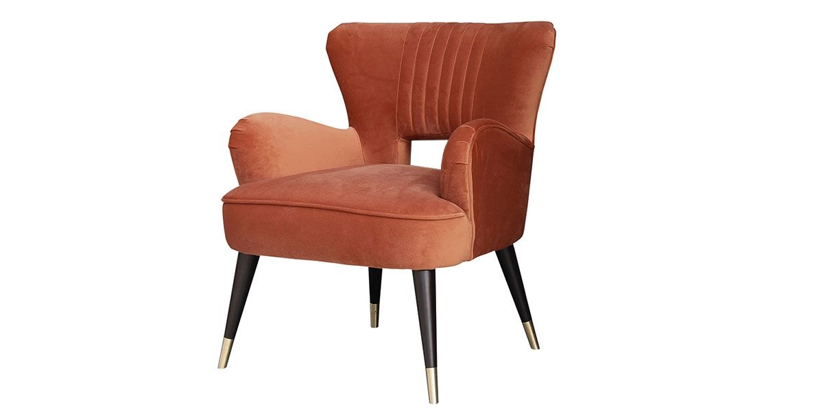 Fauteuil en velours JAK - Orange