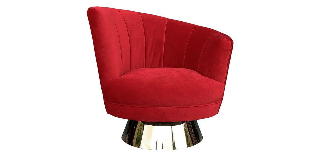 Fauteuil pivotant en velours côté droit MIRO - Rouge