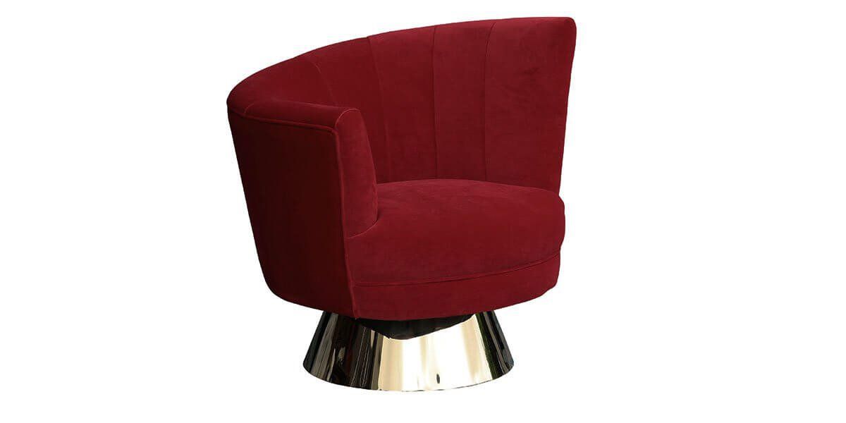 Fauteuil pivotant en velours côté gauche MIRO - Rouge