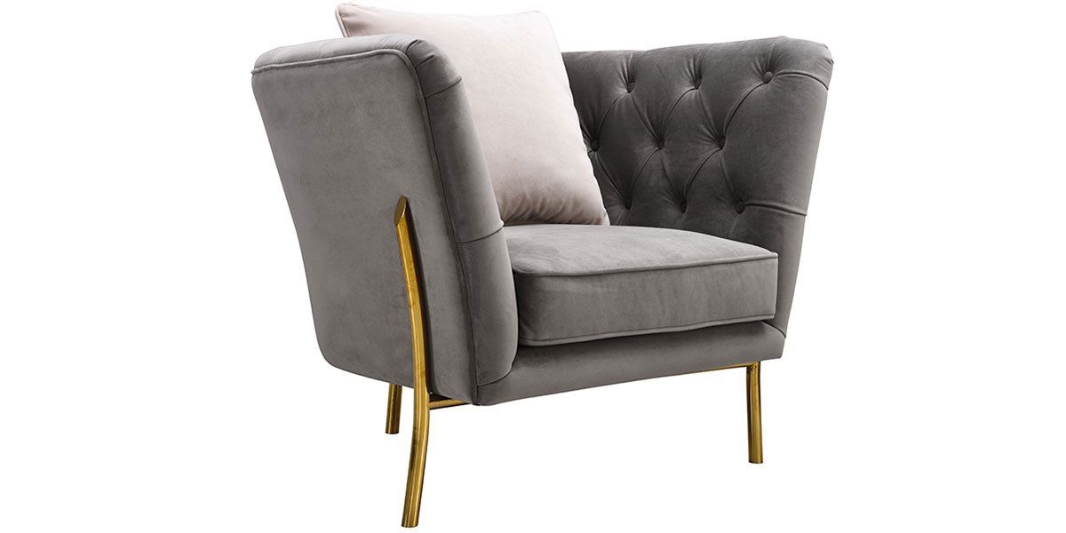 Fauteuil en velours KIARA - Gris