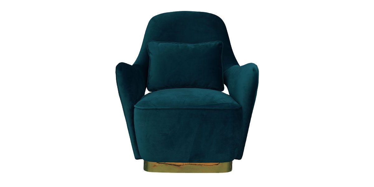 Fauteuil en velours MALINA - Bleu/Vert