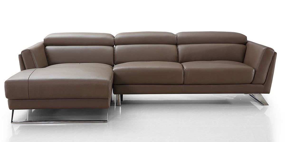 Canapé d'angle gauche en cuir HILONA - Marron
