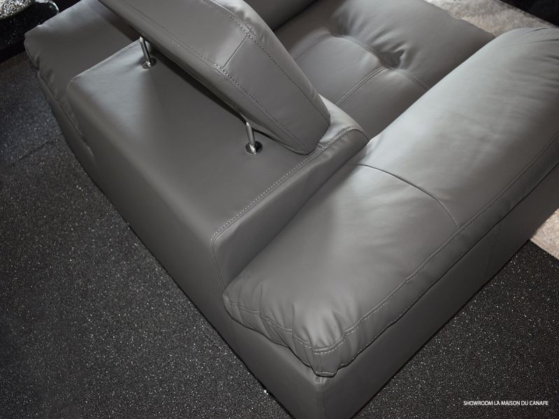 Fauteuil en cuir gris souris MAGNOLIA
