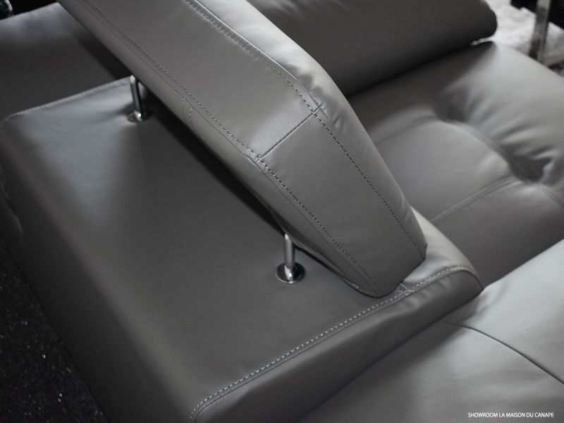 Fauteuil en cuir gris souris MAGNOLIA