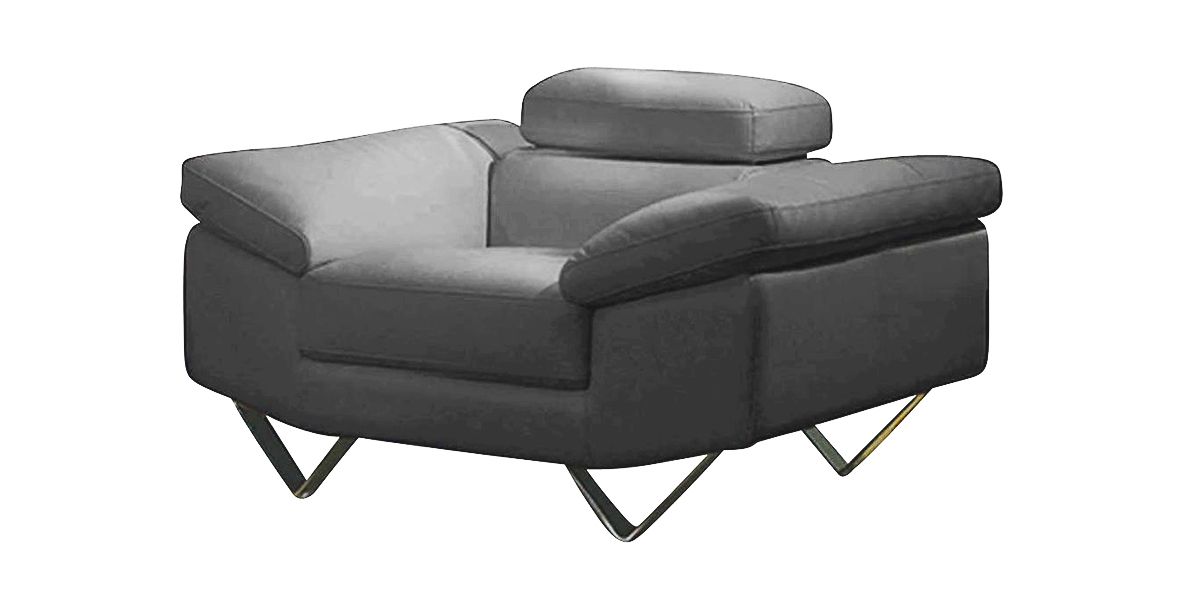 Fauteuil en cuir gris souris MAGNOLIA