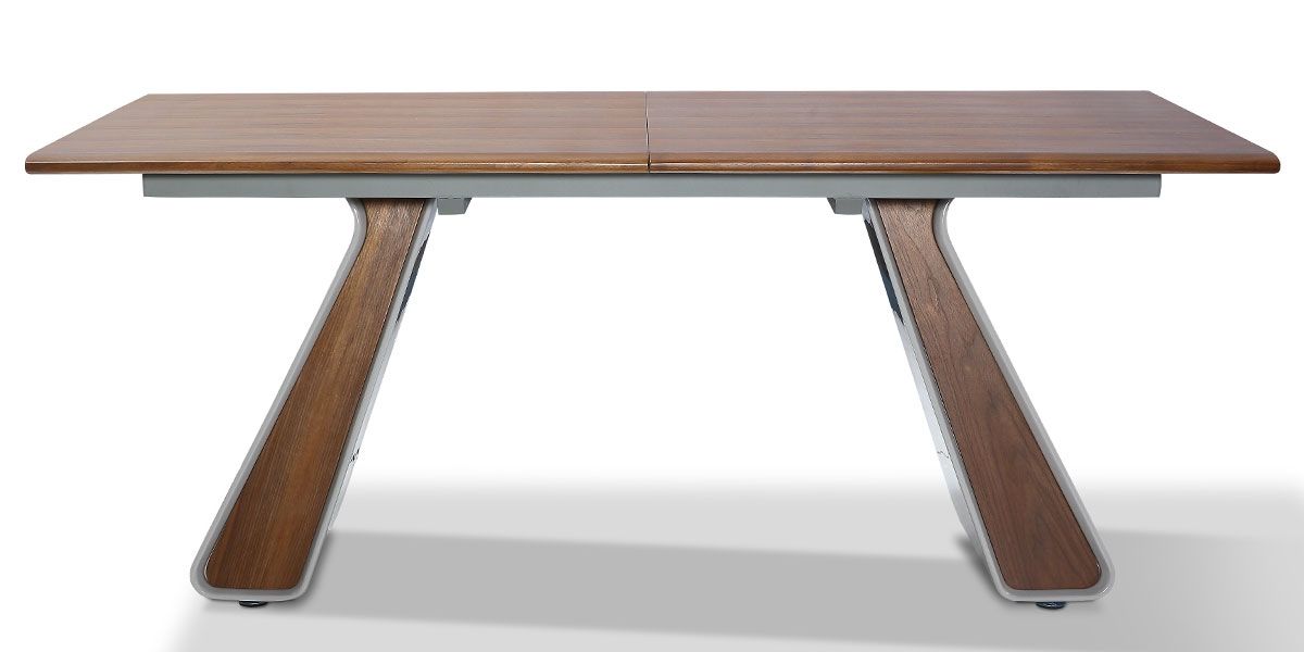 Table à manger extensible bois/laqué ISORA - Noyer/Gris