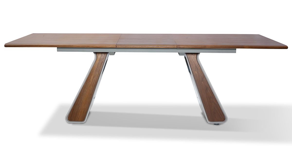 Table à manger extensible bois/laqué ISORA - Noyer/Gris