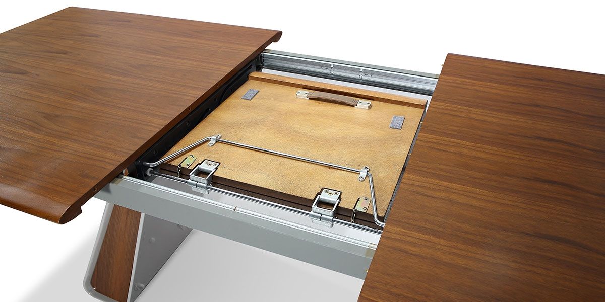 Table à manger extensible bois/laqué ISORA - Noyer/Gris