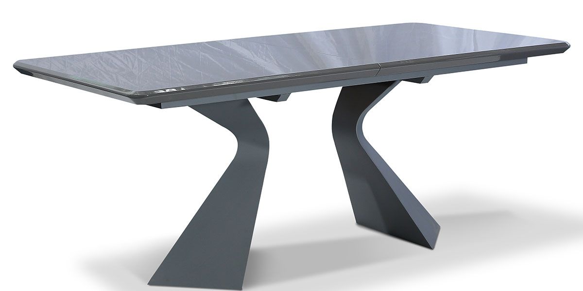 Table à manger extensible bois/laqué WEST - Noyer/Gris