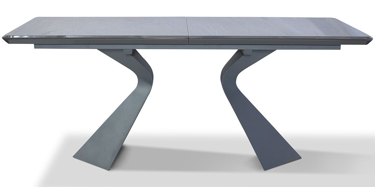 Table à manger extensible bois/laqué WEST - Noyer/Gris