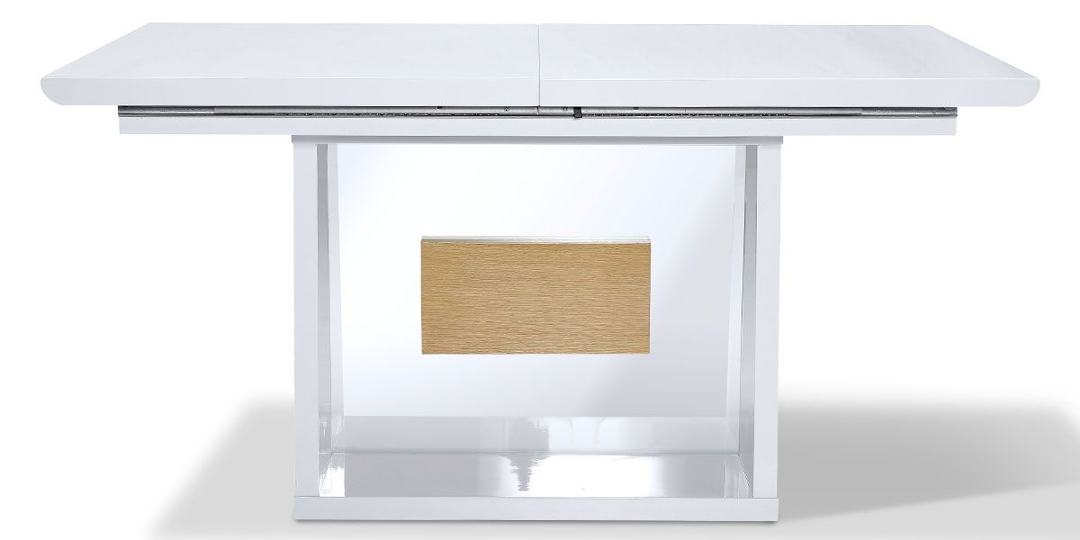 Table à manger extensible bois/laqué MANDY- Chêne/Blanc