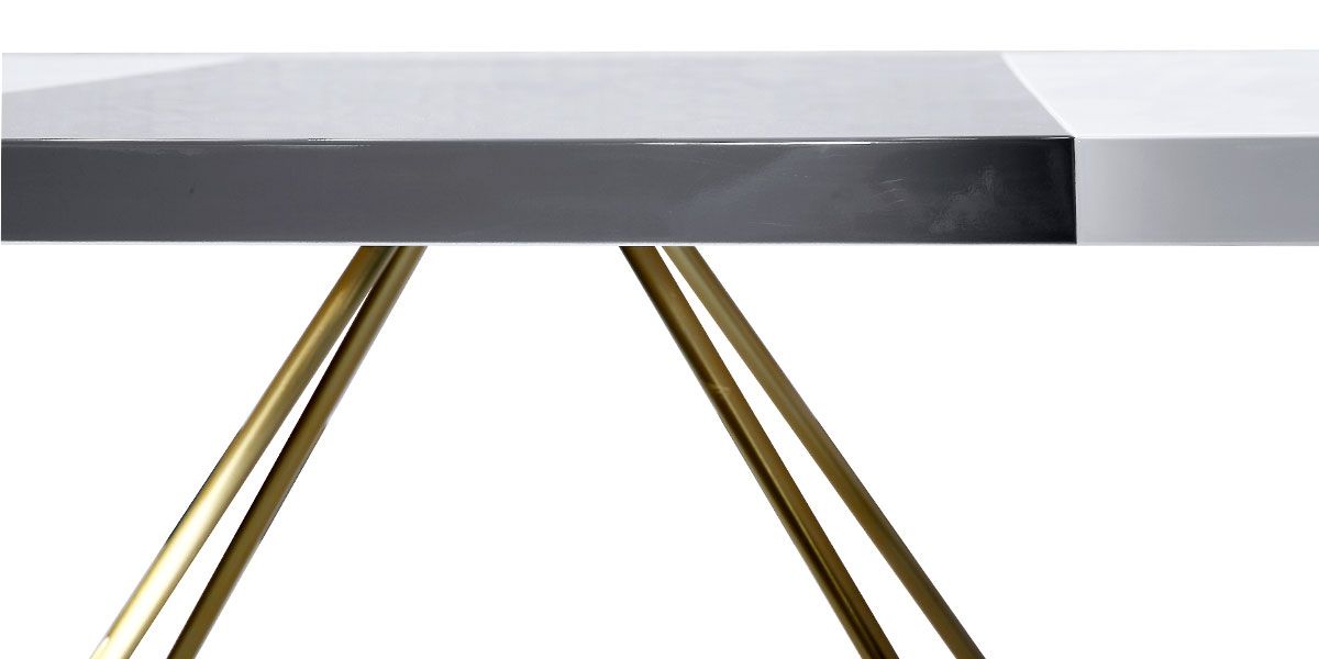 Table à manger laqué/acier JAZZ - Blanc/Gris/Gold