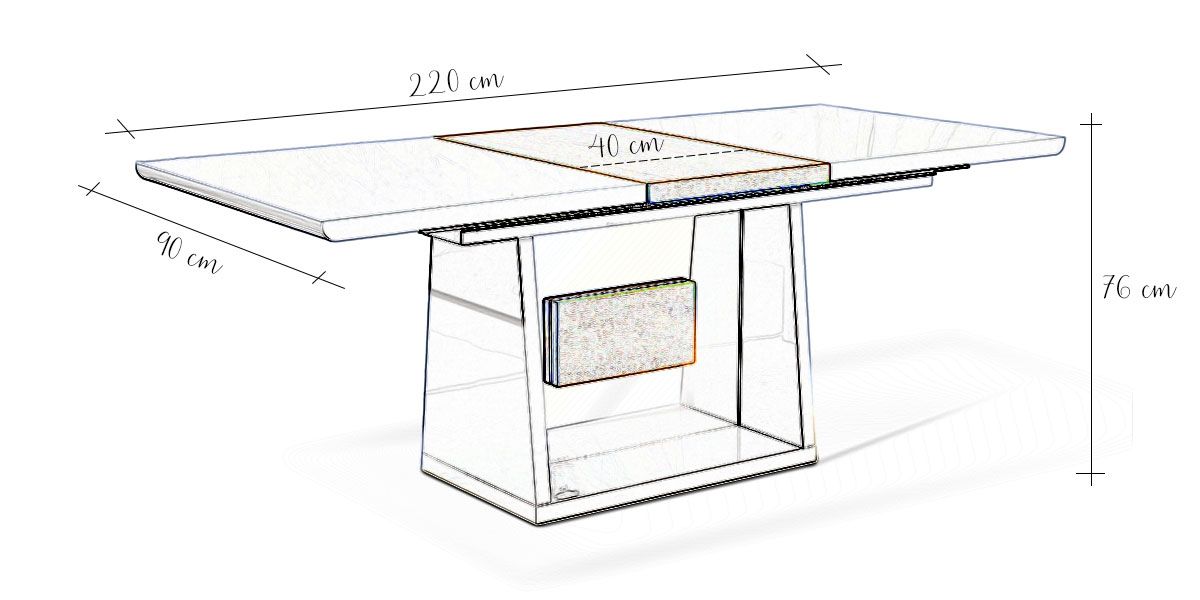 Table à manger extensible bois/laqué MANDY- Chêne/Blanc