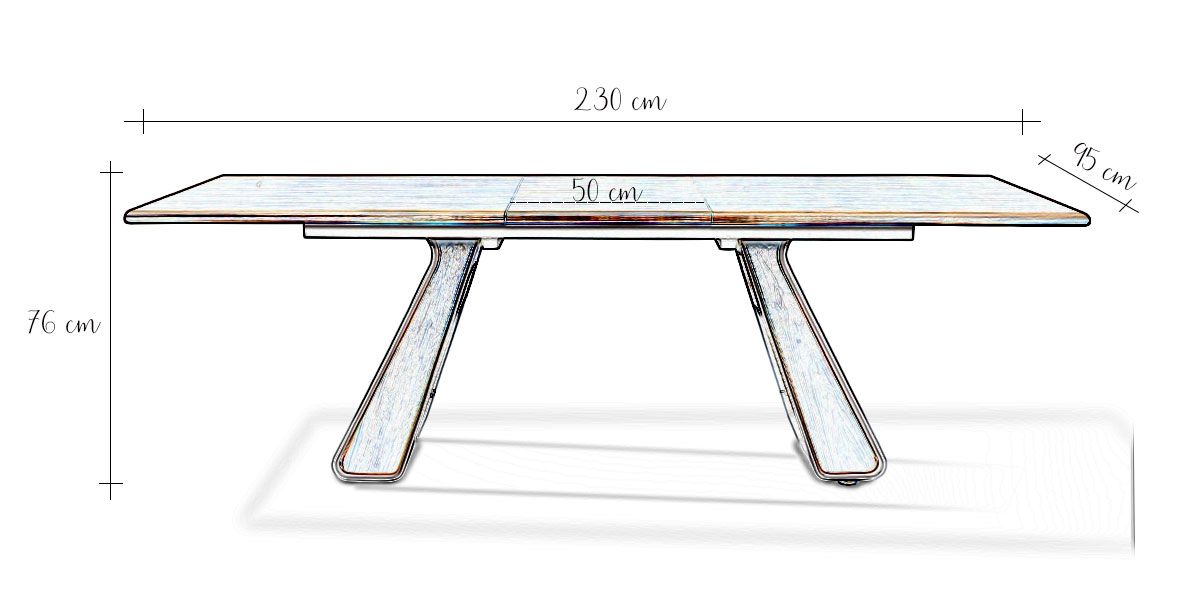 Table à manger extensible bois/laqué ISORA - Noyer/Gris