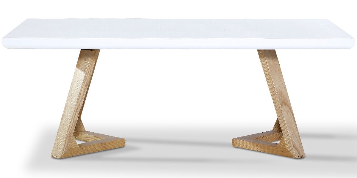 Table basse bois/laqué DUNE - Frêne/Blanc