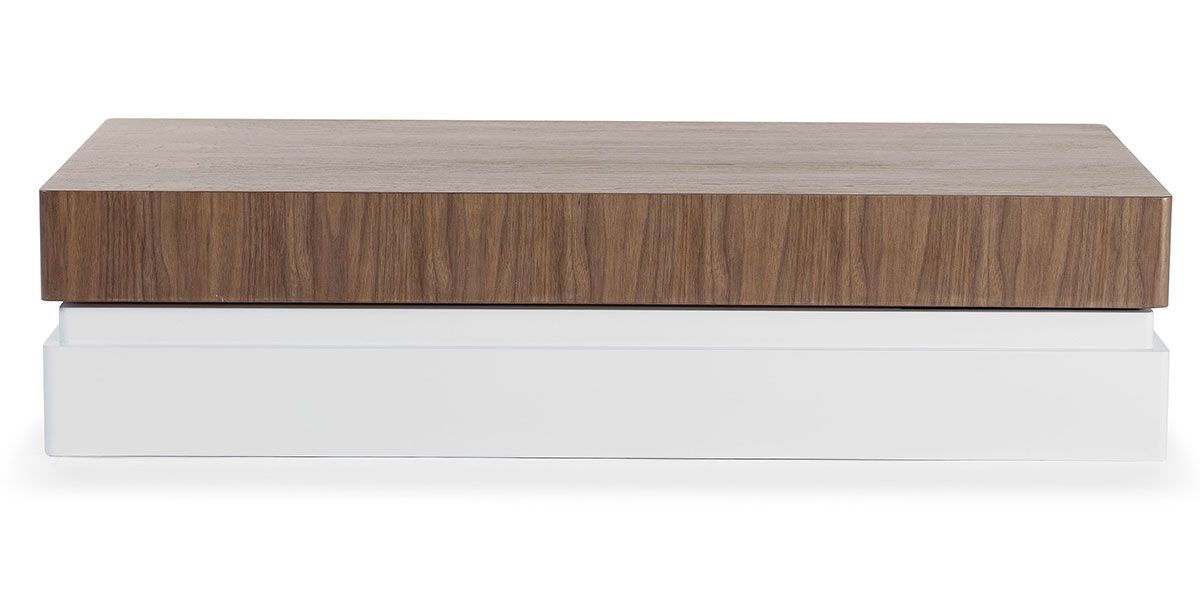 Table basse bois/laqué SIDONY - Noyer/Blanc