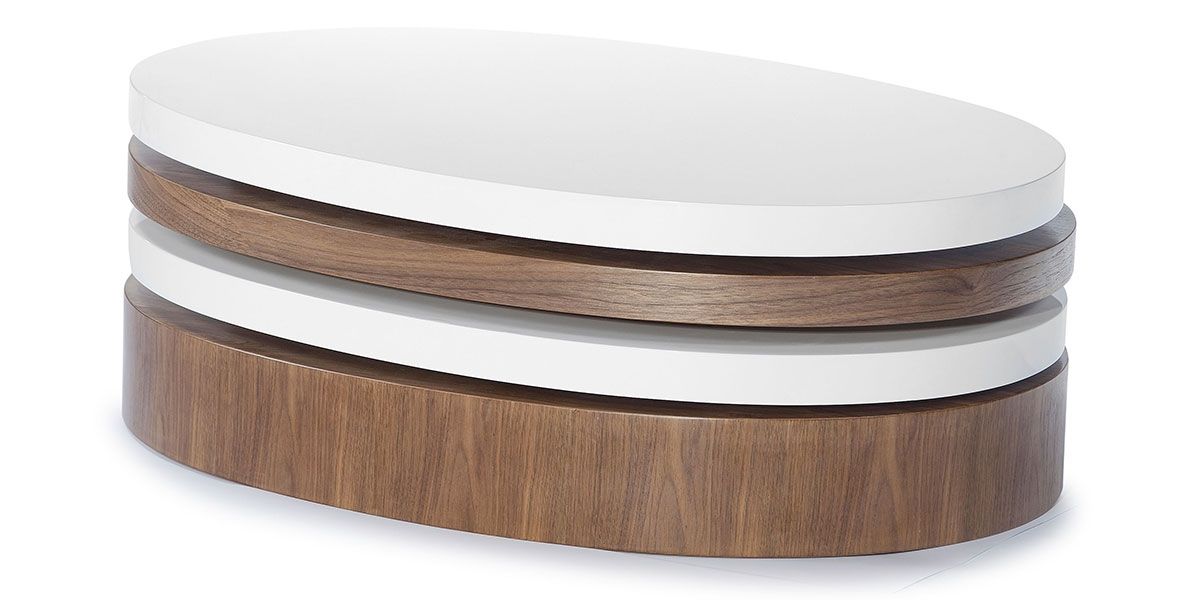 Table basse bois et laqué SIDONY - Noyer/Blanc