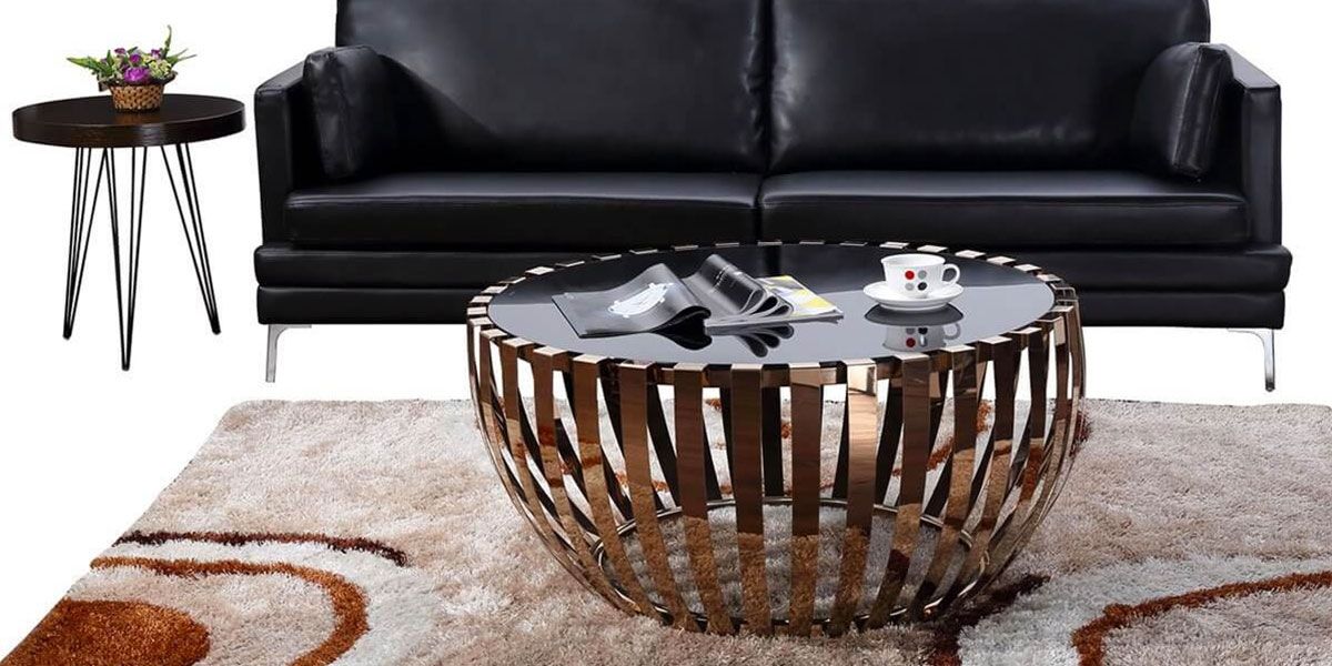 Table basse verre et acier TRENDY - Noir/Doré