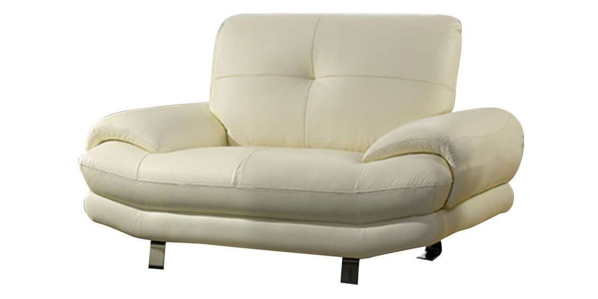 Fauteuil cuir beige grain semi-épais SWAN